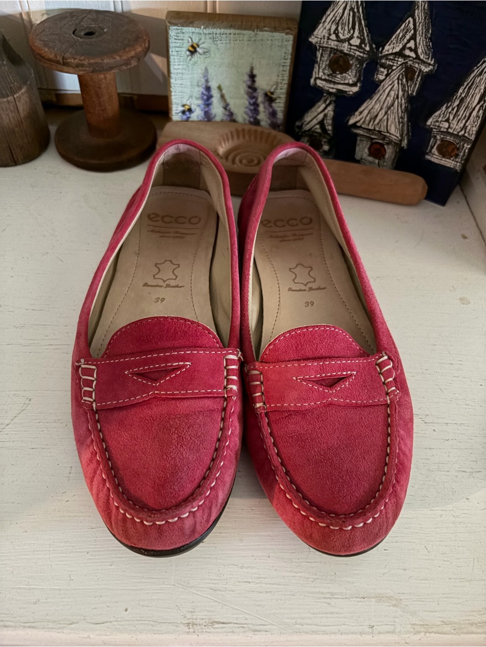 Ecco Women's Raspberry Suede Penny Loafers
